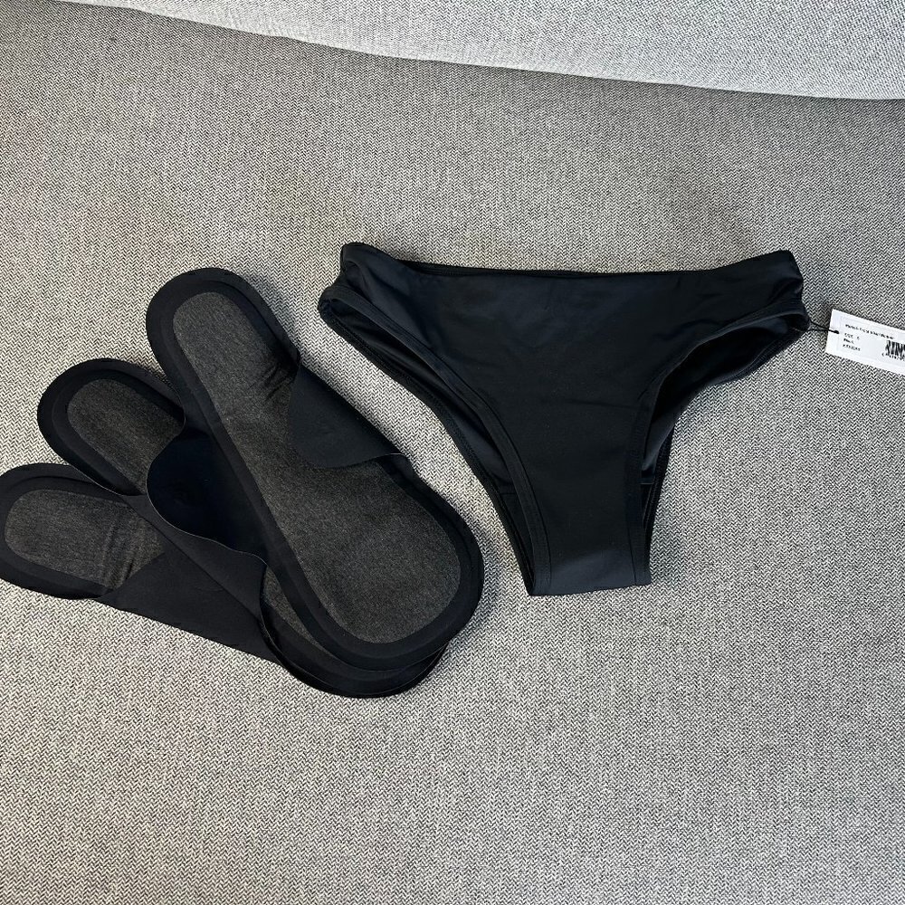 KT Teen Knix Period Swim Bikini Bottoms S Black w 3 Reusable Pads NWT